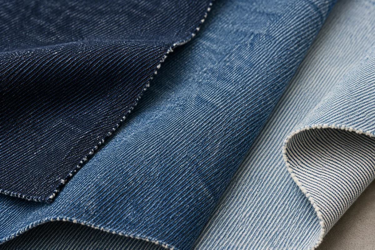 Illustration of denim fabric swatches and unbranded material options