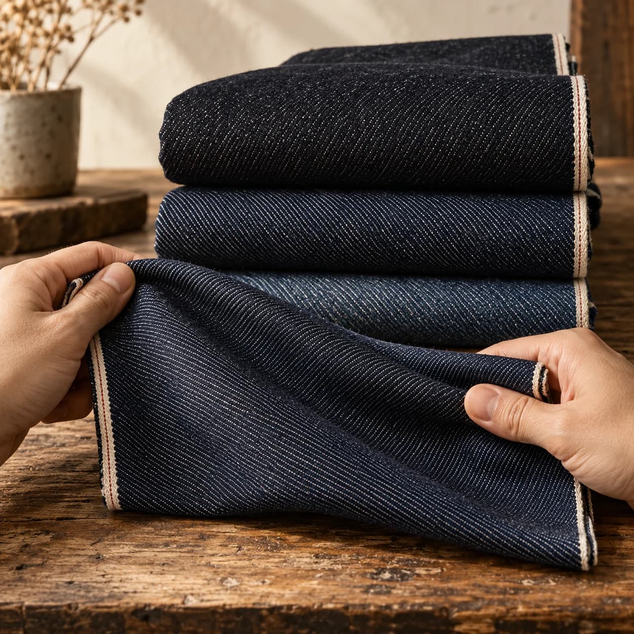 Illustration of denim fabric choices and different textures