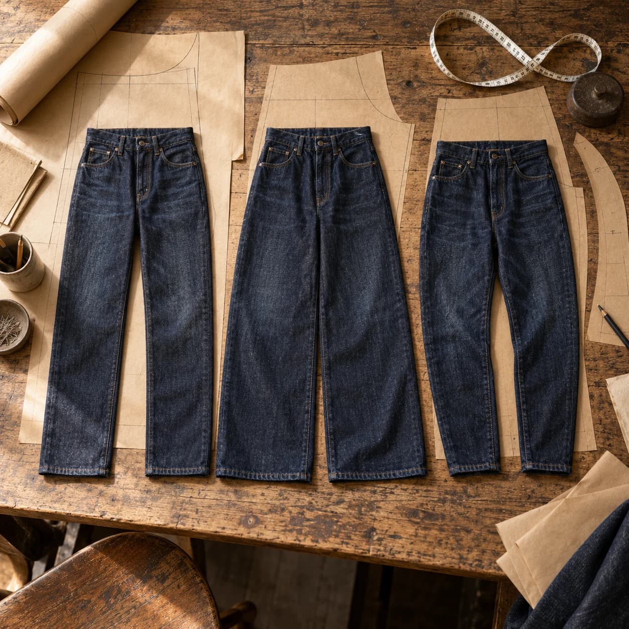 Illustration of denim fit measurements and silhouette planning