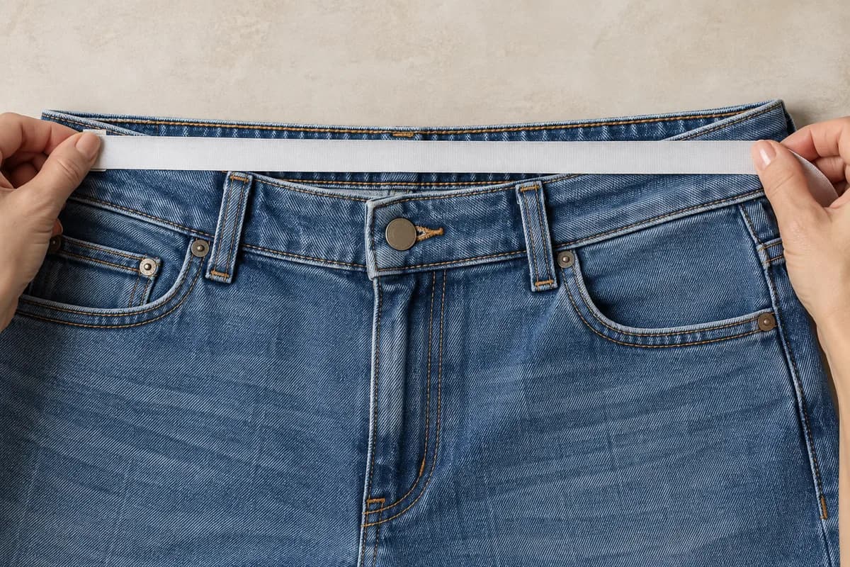 Illustration of denim sample measurements and workmanship inspection