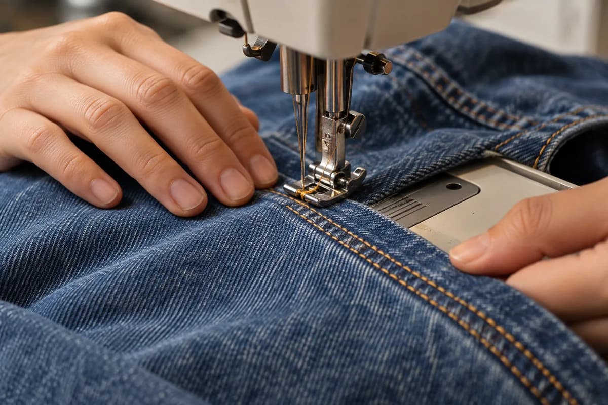 Illustration of denim sample sewing and garment construction