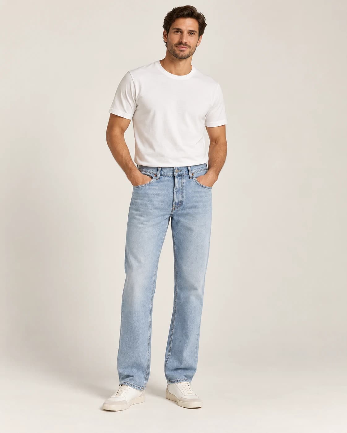 Men's Light-Wash Five-Pocket Jeans · AI custom design visualization