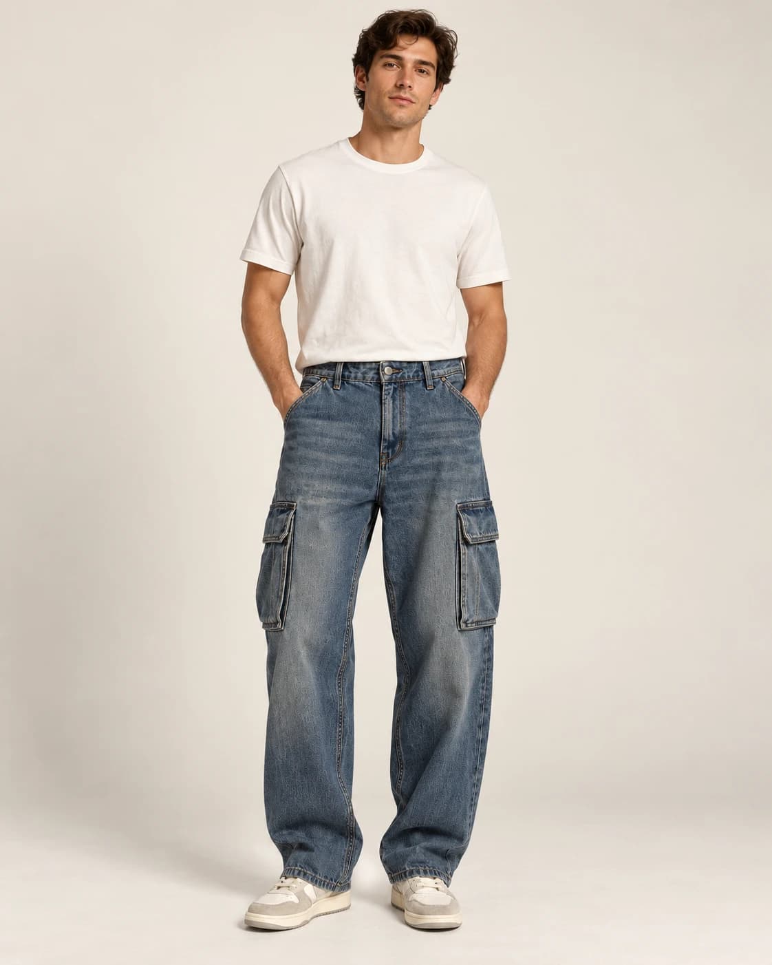 Men's Vintage Cargo Jeans · AI custom design visualization