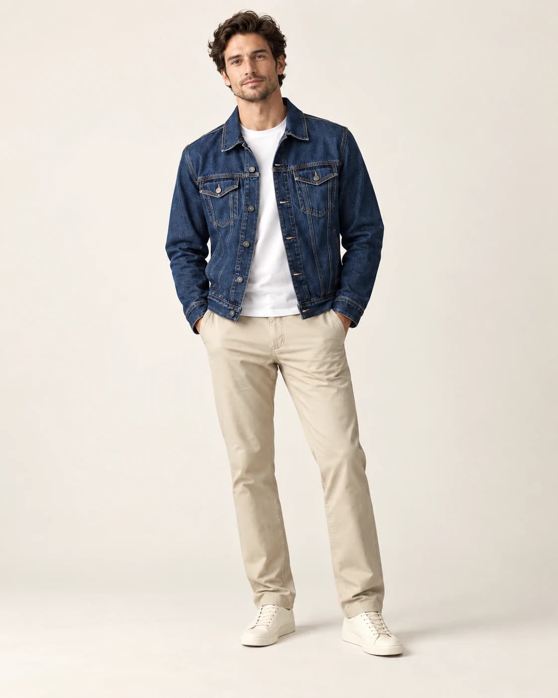Men's Indigo Trucker Jacket · AI custom design visualization