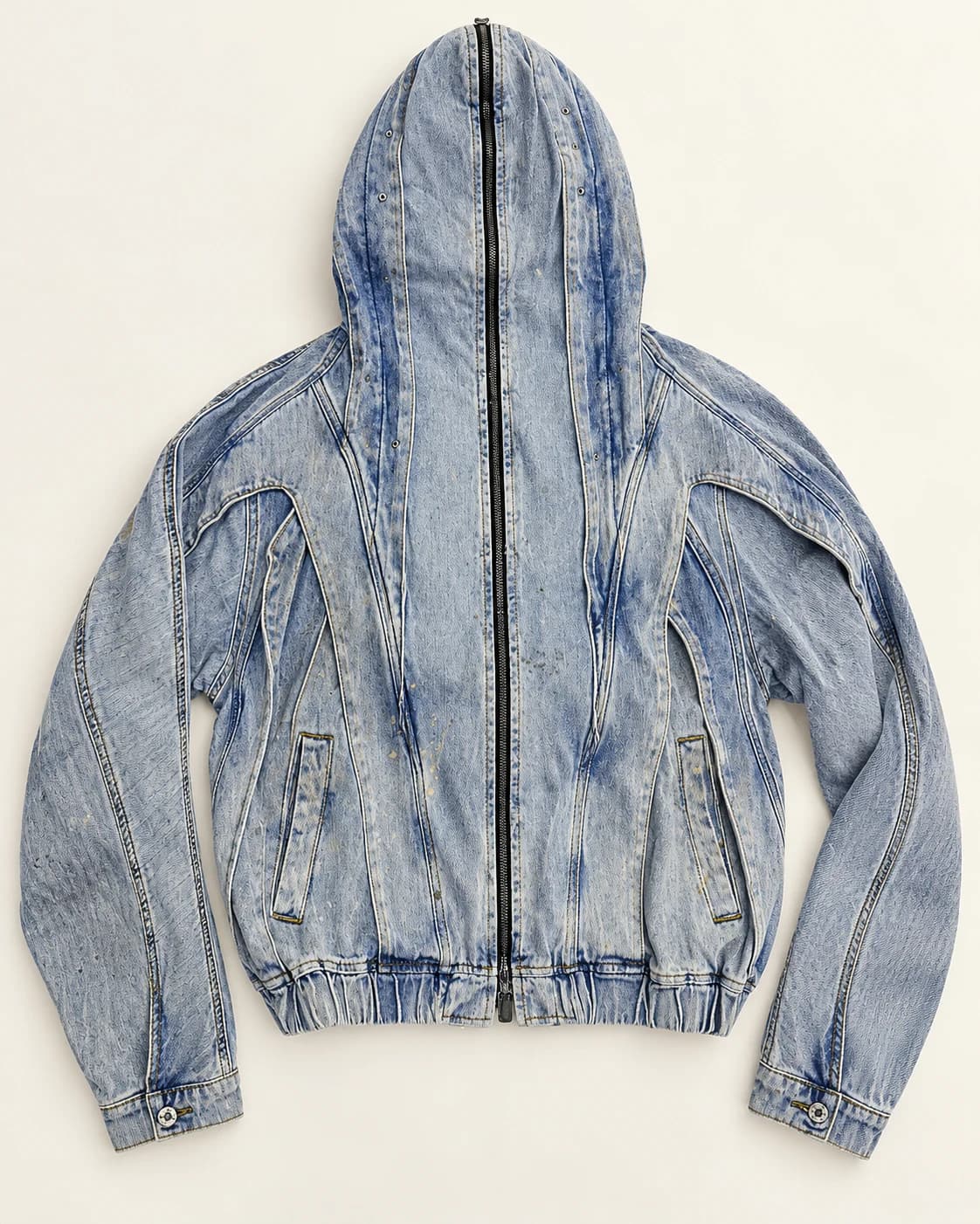 Light Blue Full-Zip Denim Hooded Jacket · AI custom design visualization