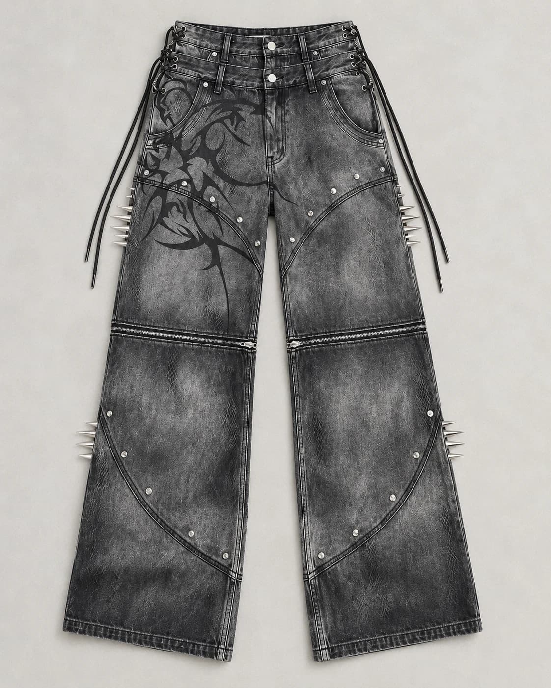 Charcoal Double-Waist Zip-Off Jeans — AI design reference 1