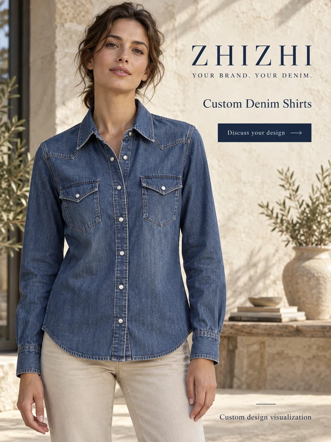 Custom Women’s Relaxed Denim Shirt · AI custom design visualization