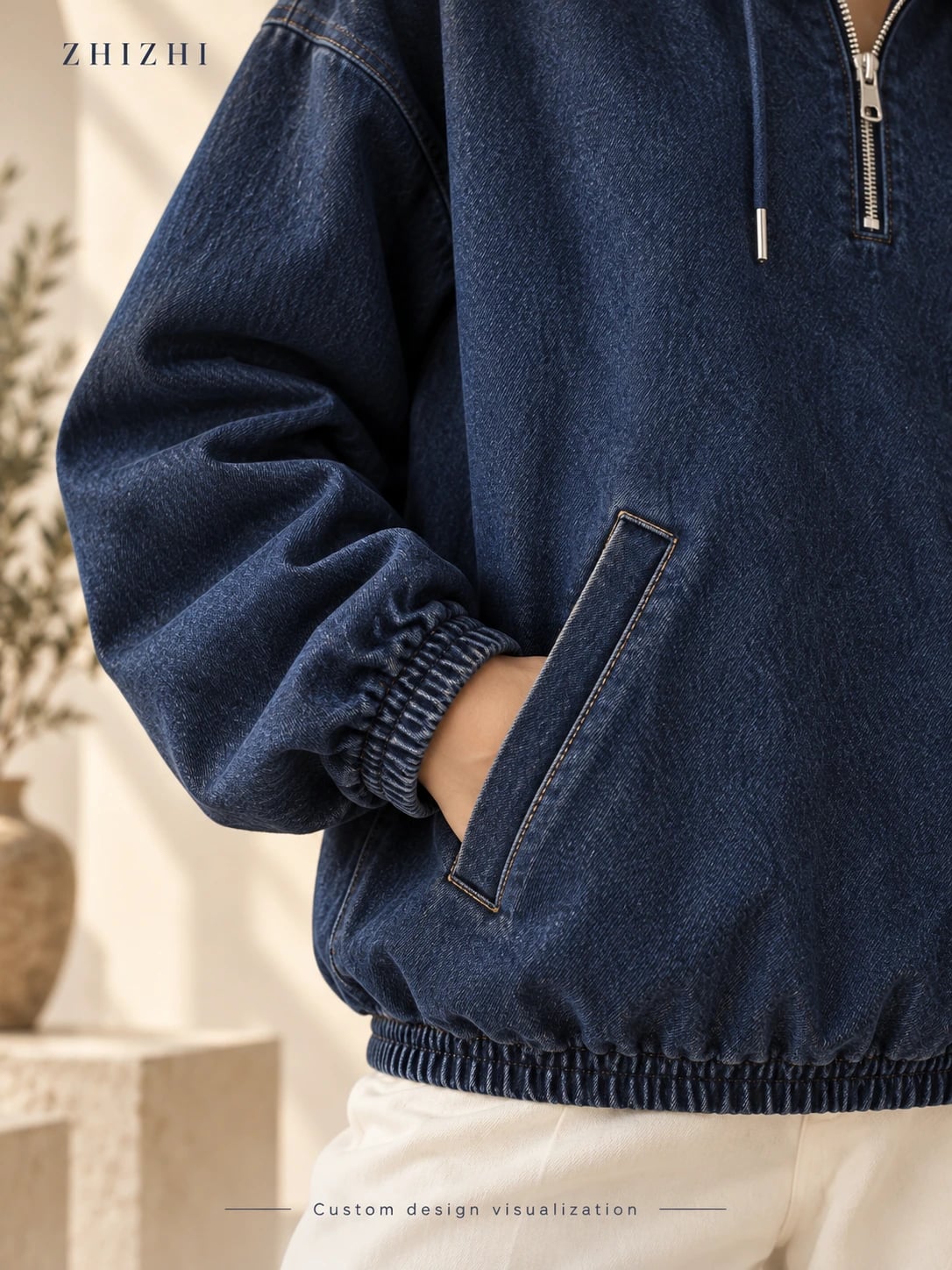 Proposed hood and pocket construction detail — hoodie-relaxed — custom design visualization