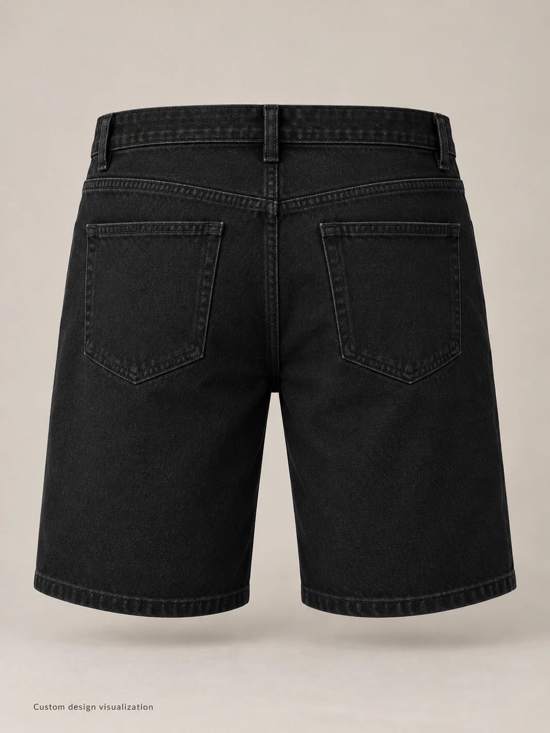 Men’s Black Relaxed Five-Pocket Denim Shorts Development — back — custom design visualization