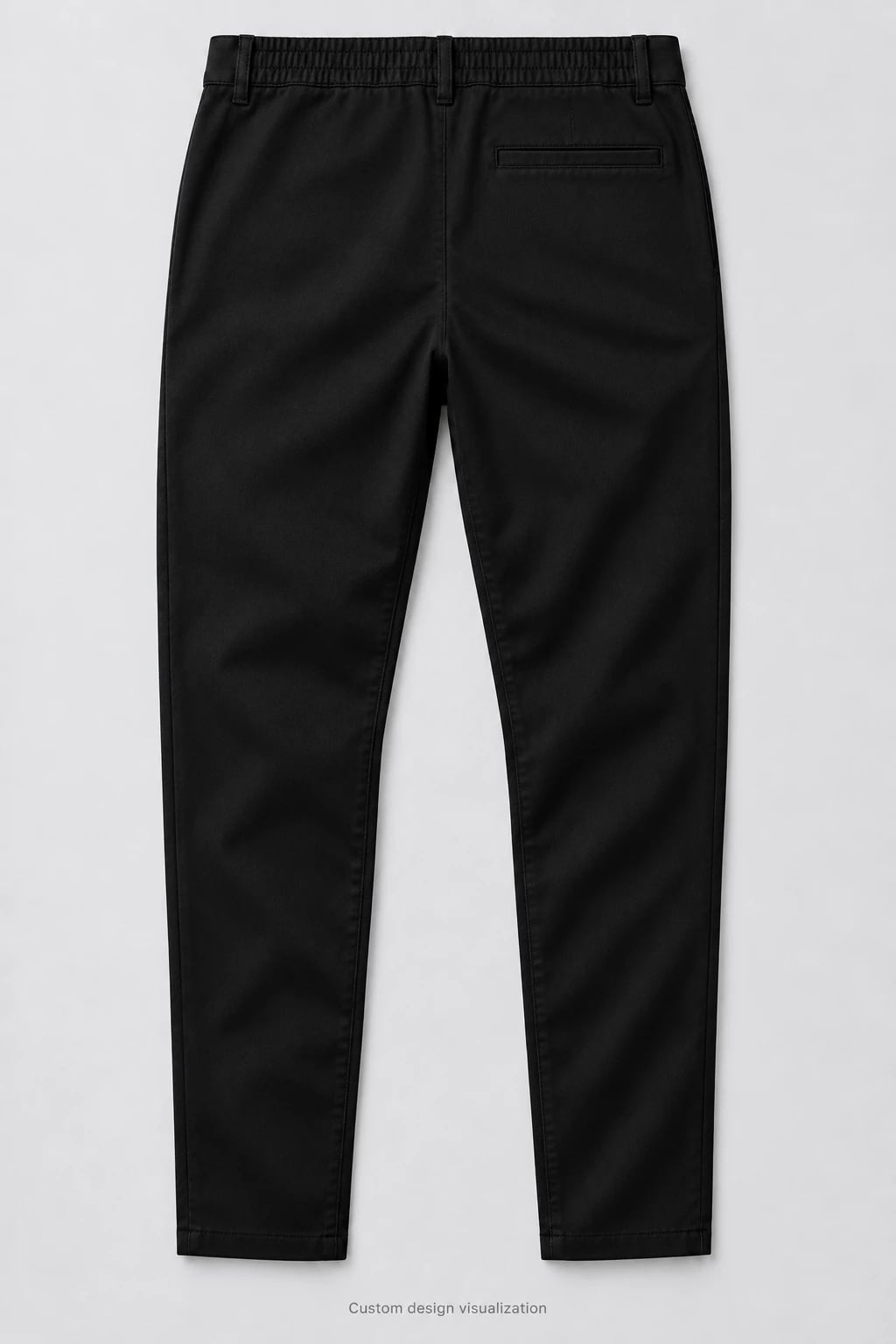 Custom Men's Black Tapered Twill Chinos — back — custom design visualization