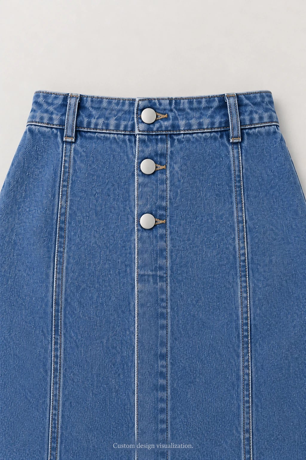 Custom Women's Blue Button-Front Denim Midi Skirt — detail — custom design visualization
