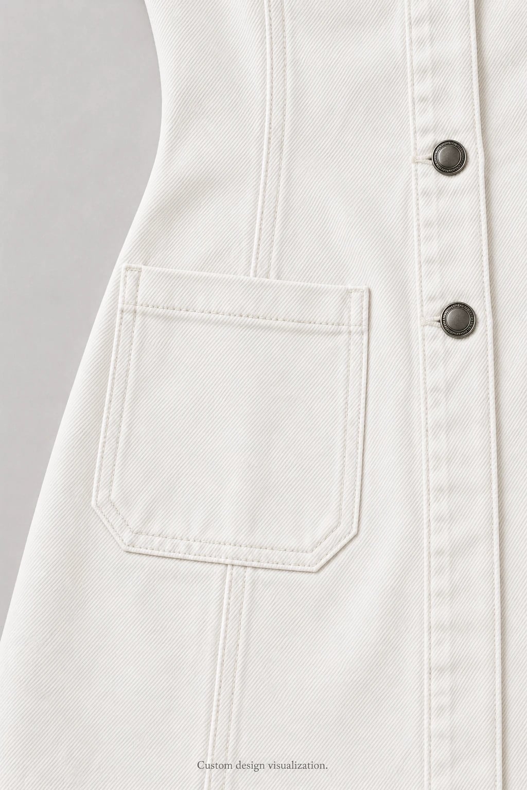 Custom Women's Cream Button-Front Denim Mini Dress — detail — custom design visualization