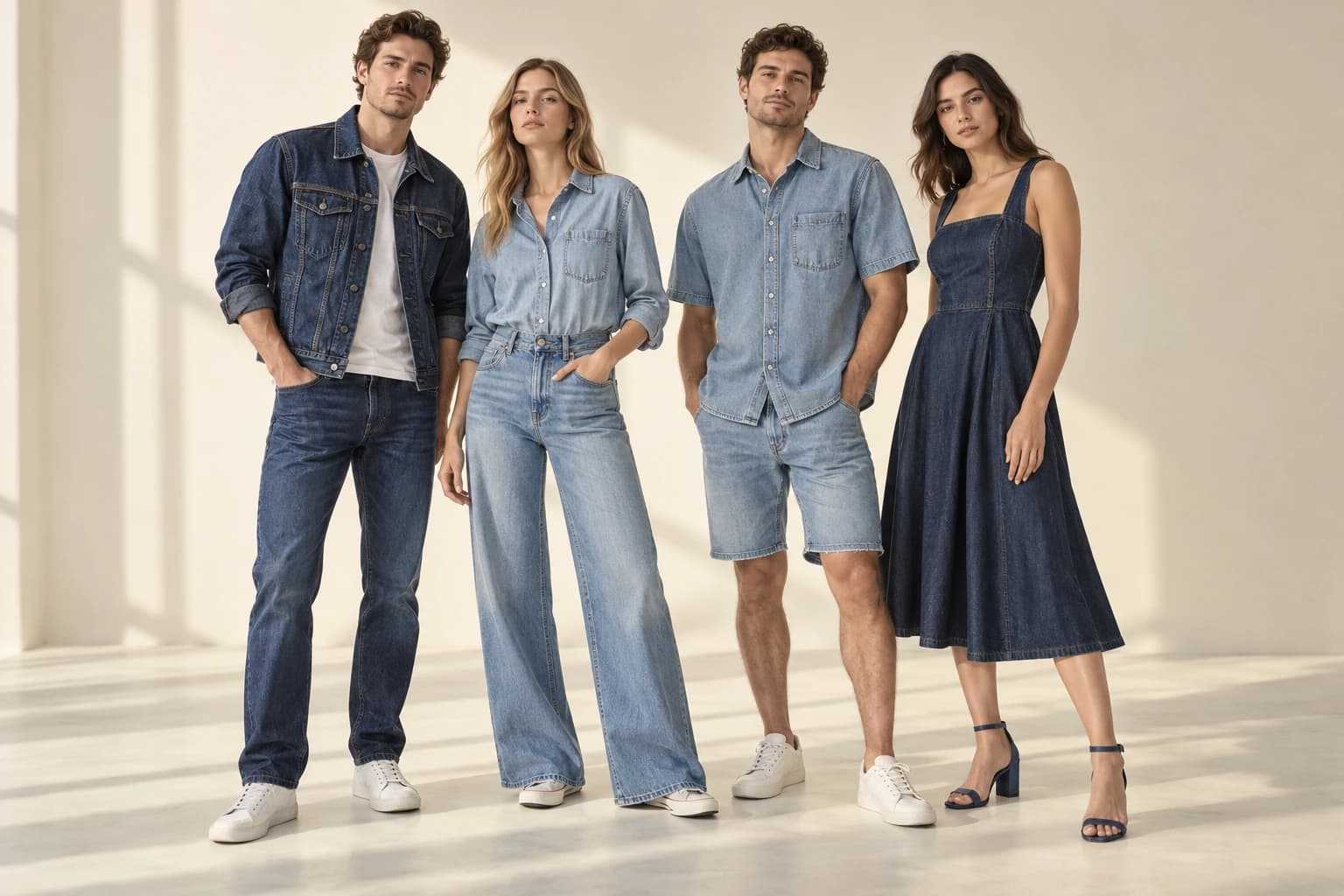 AI-created men’s and women’s denim collection illustration