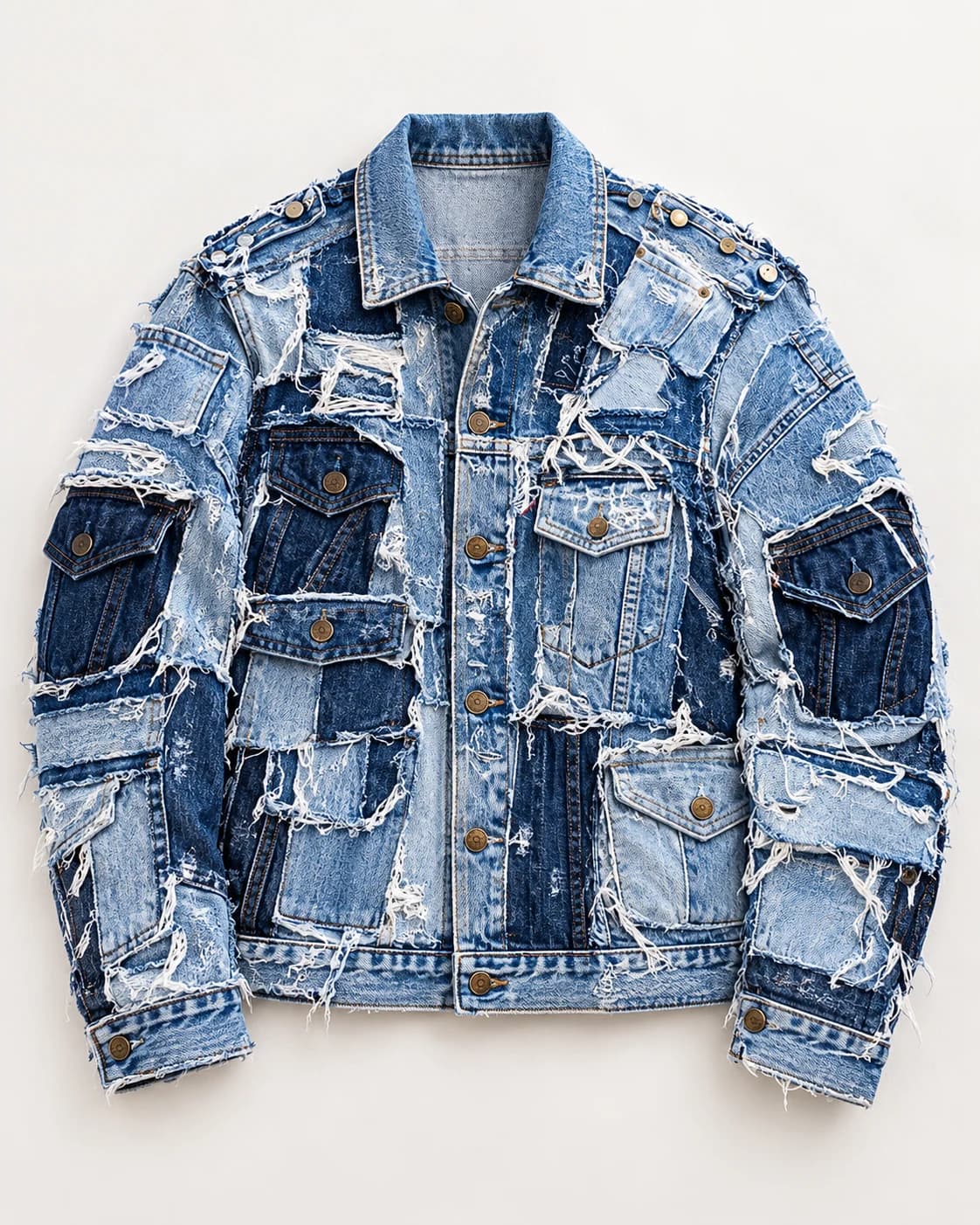Blue Reconstructed Pocket Denim Jacket · AI custom design visualization