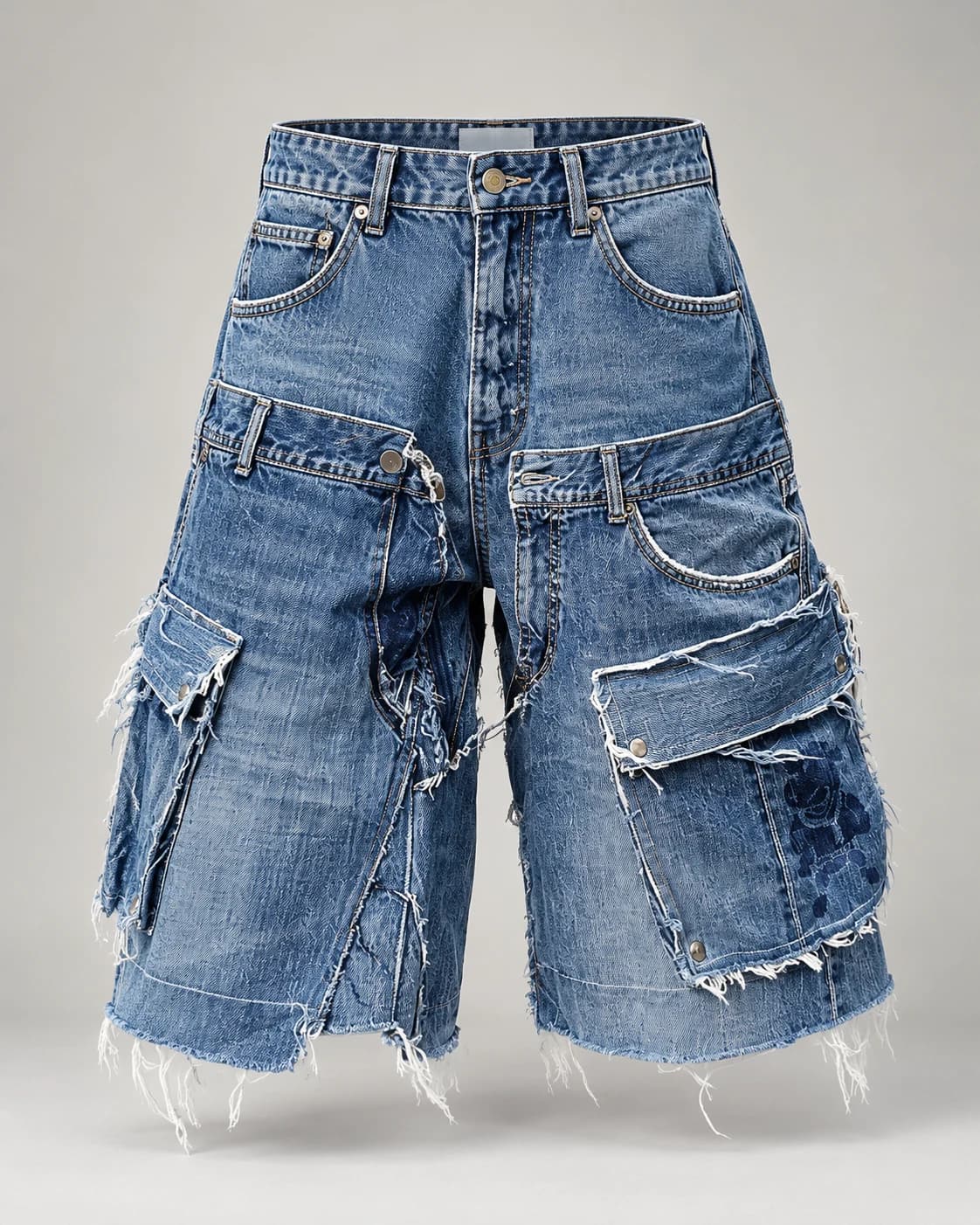 Blue Layered Pocket Denim Shorts · AI custom design visualization