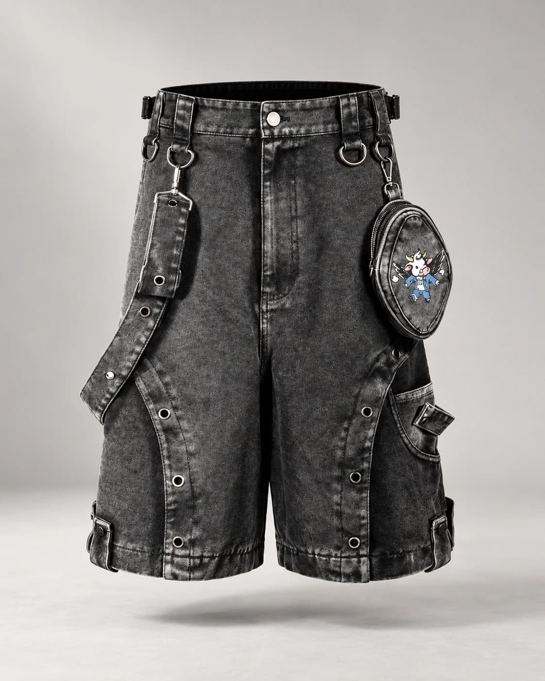 Black Grey Cargo Pouch Shorts · AI custom design visualization