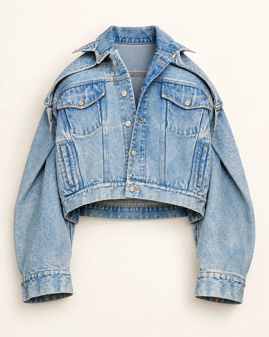 Light Blue Drop-Shoulder Cropped Denim Jacket · AI custom design visualization