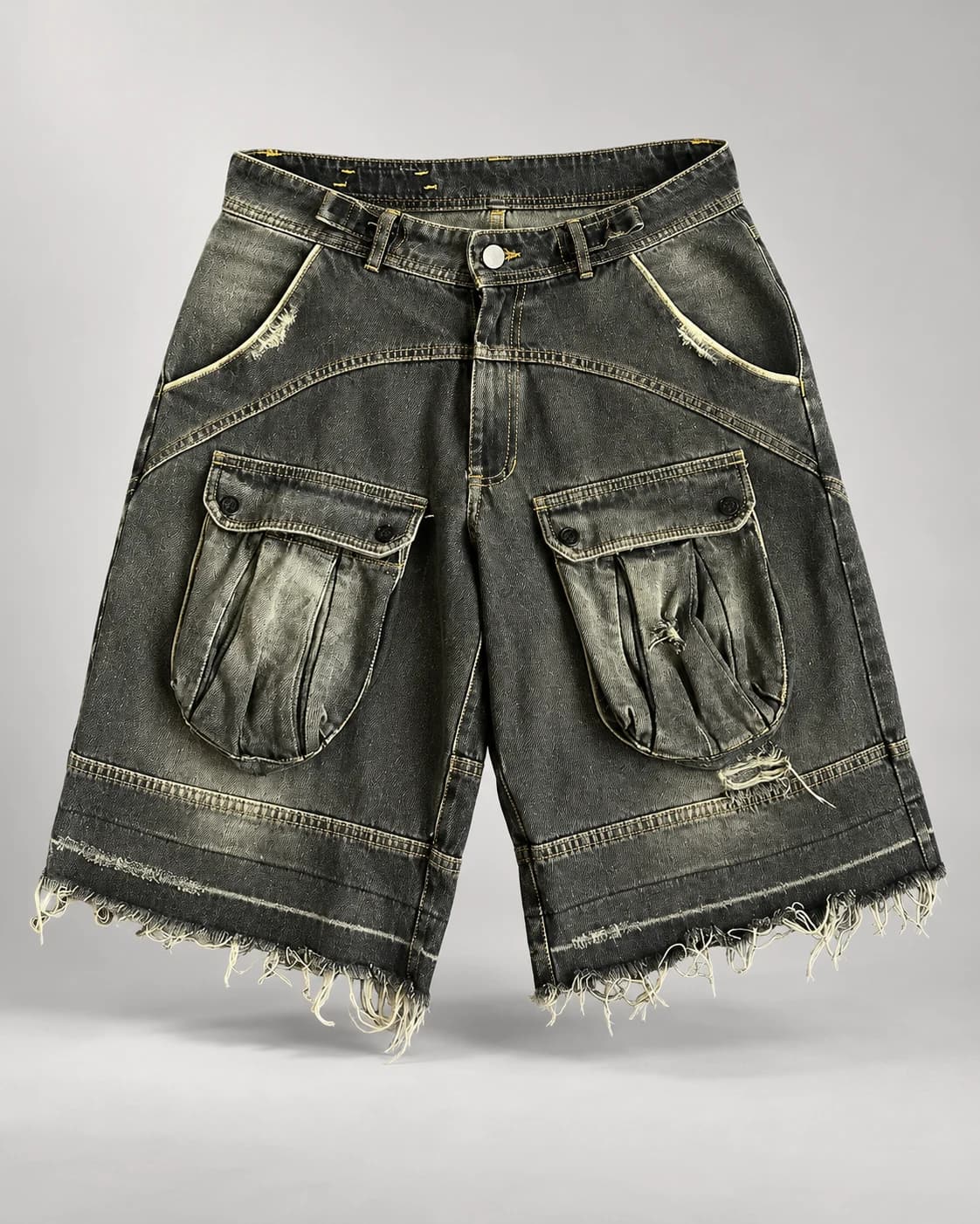 Olive Green Utility Pocket Shorts · AI custom design visualization