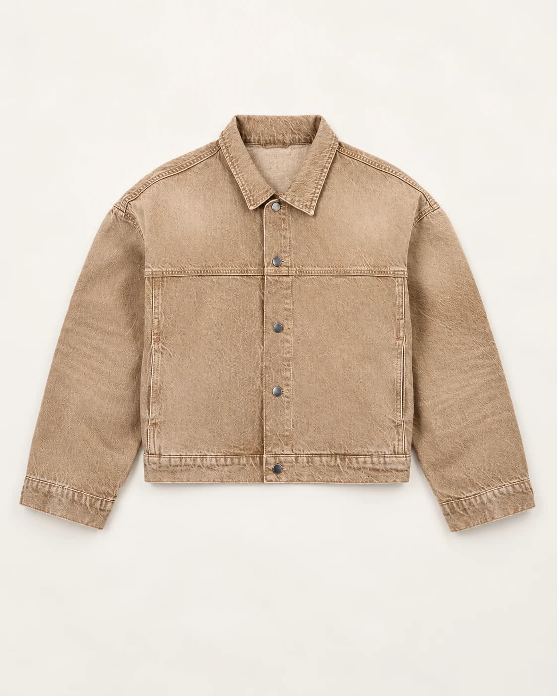Tan Minimal Cropped Denim Jacket · AI custom design visualization