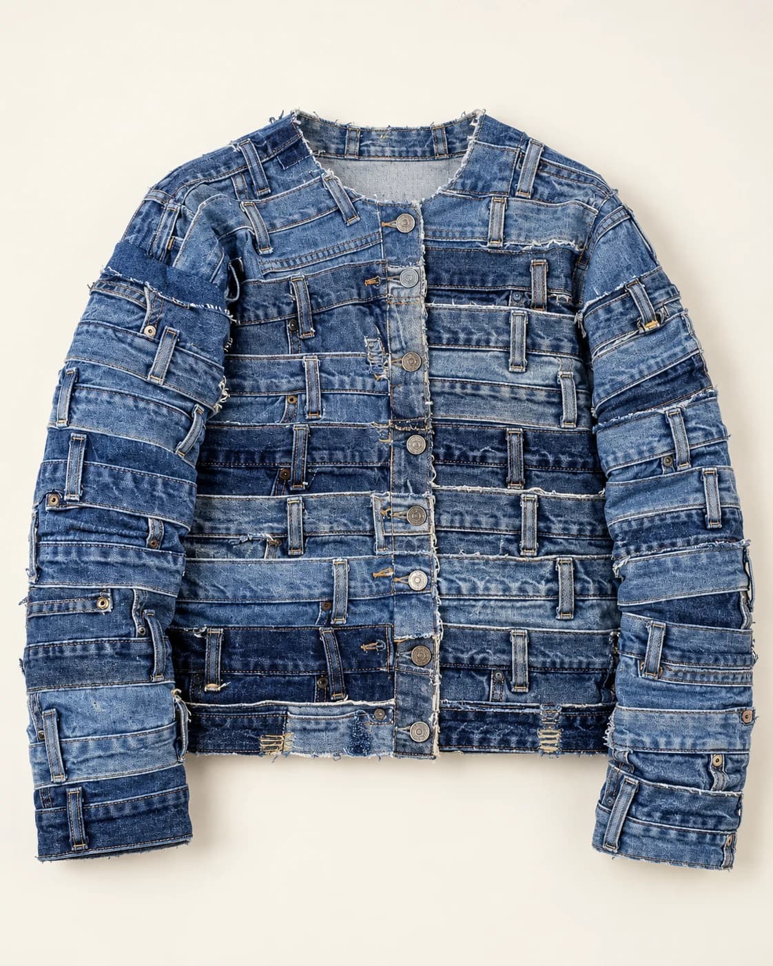 Waistband Patchwork Denim Jacket · AI custom design visualization