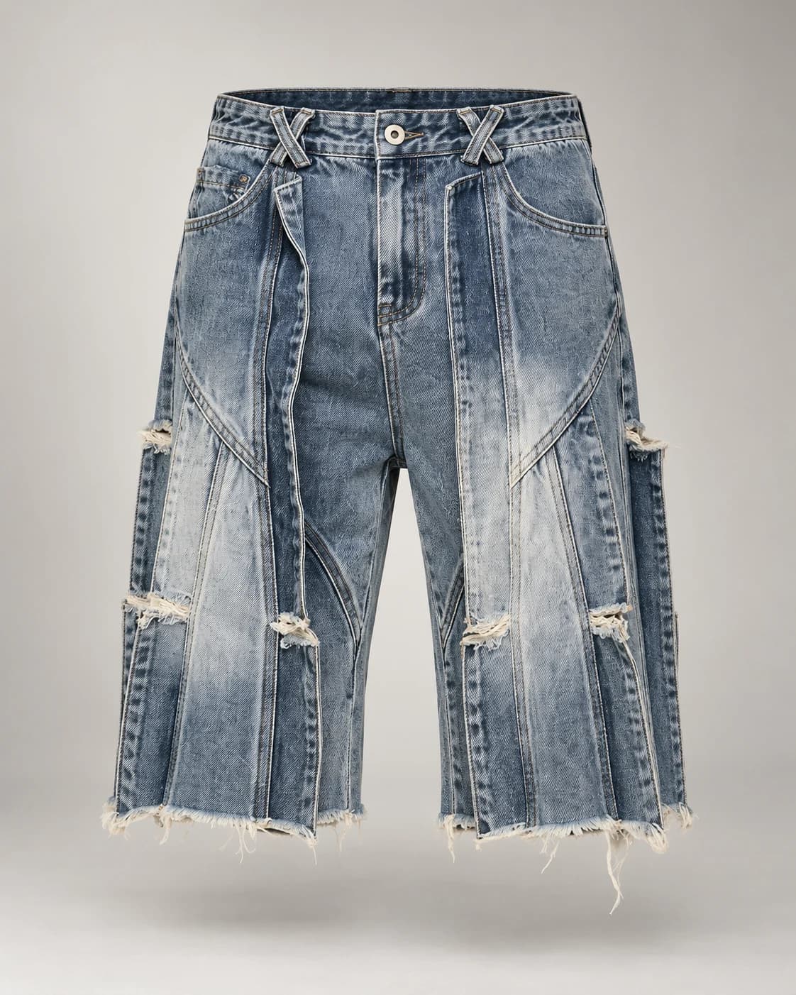 Light Blue Vertical Panel Shorts · AI custom design visualization