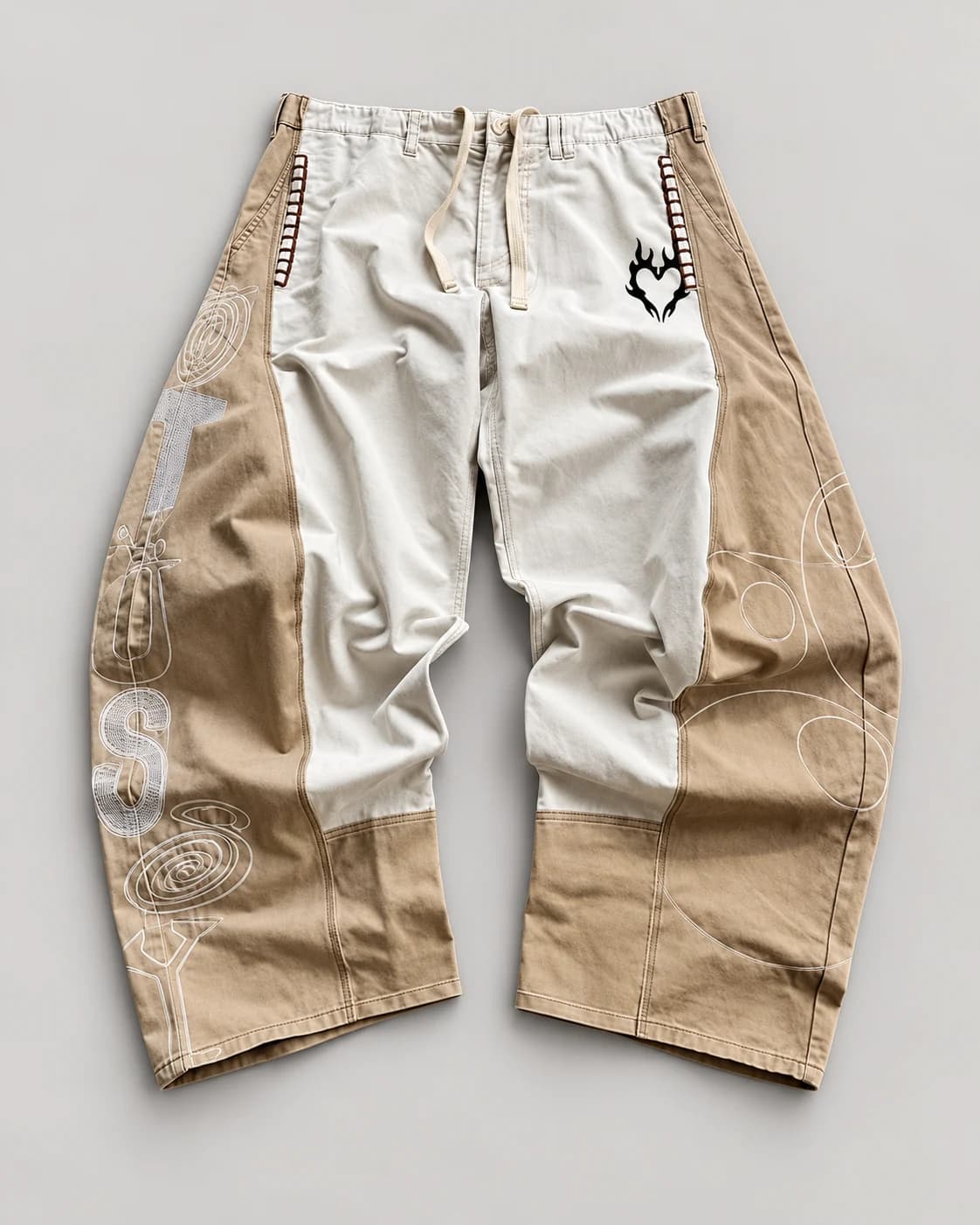 Ivory and Tan Colorblock Wide-Leg Jeans · AI custom design visualization