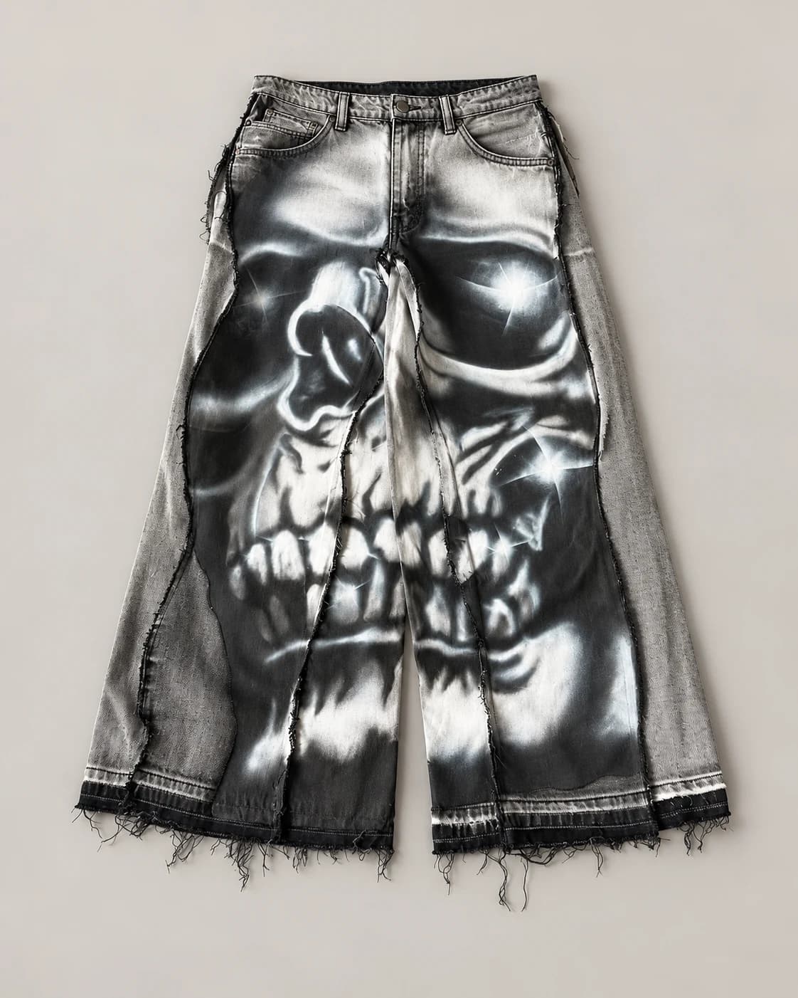 Skull Print Wide-Leg Jeans · AI custom design visualization