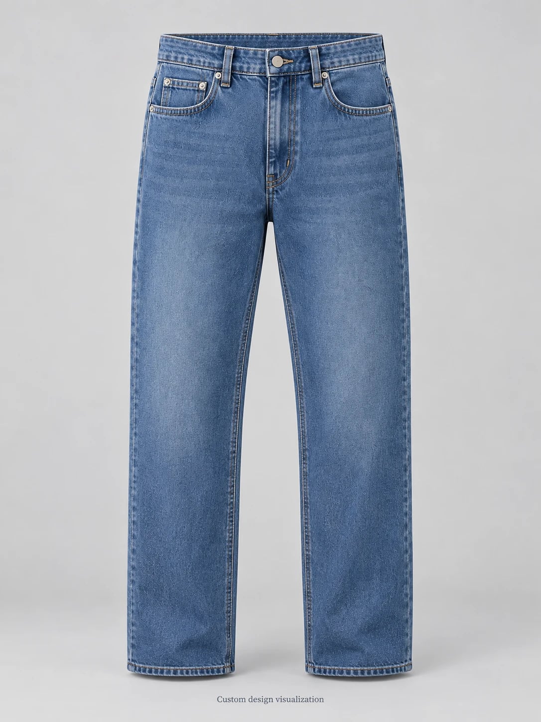Men’s Relaxed Straight Blue Jeans Custom Development — front — custom design visualization