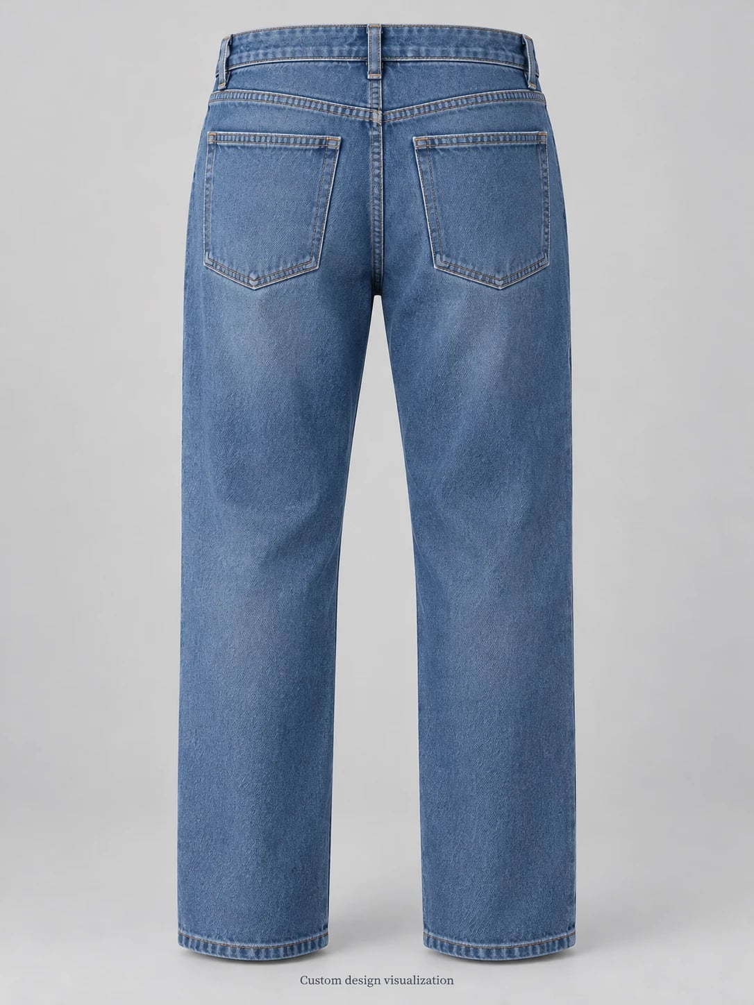 Men’s Relaxed Straight Blue Jeans Custom Development — back — custom design visualization