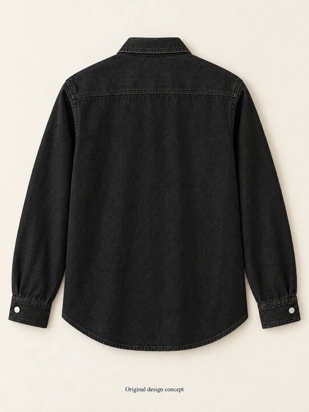 Unisex Black Snap Denim Shirt Custom Development — back — custom design visualization