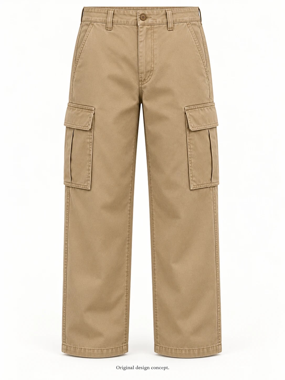 Unisex Khaki Straight-Leg Cargo Twill Trouser Development — front — custom design visualization