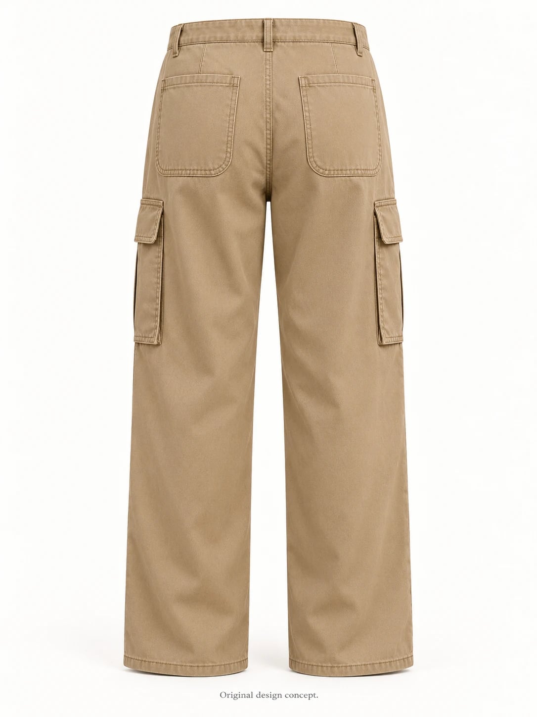 Unisex Khaki Straight-Leg Cargo Twill Trouser Development — back — custom design visualization