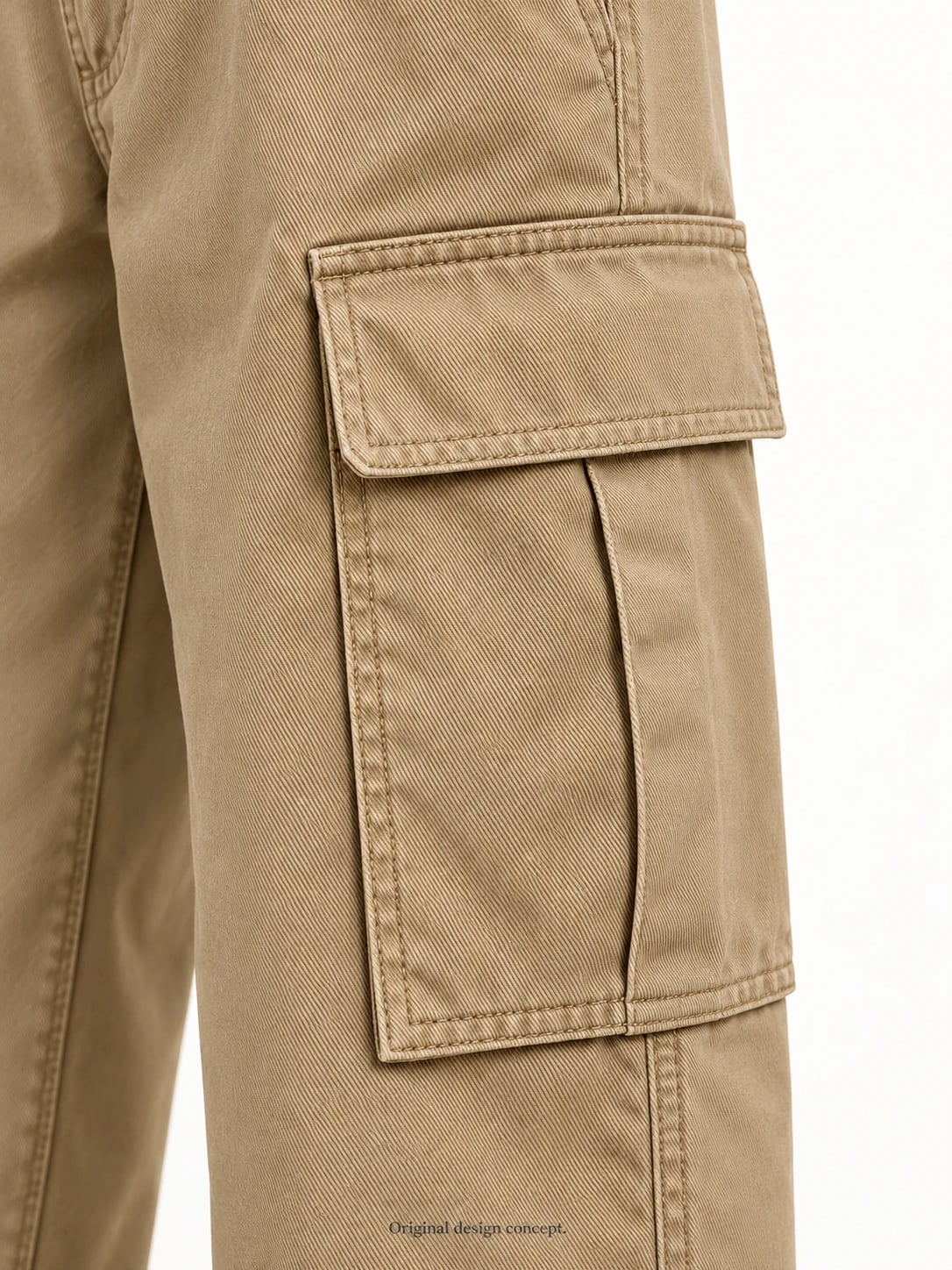 Unisex Khaki Straight-Leg Cargo Twill Trouser Development — detail — custom design visualization
