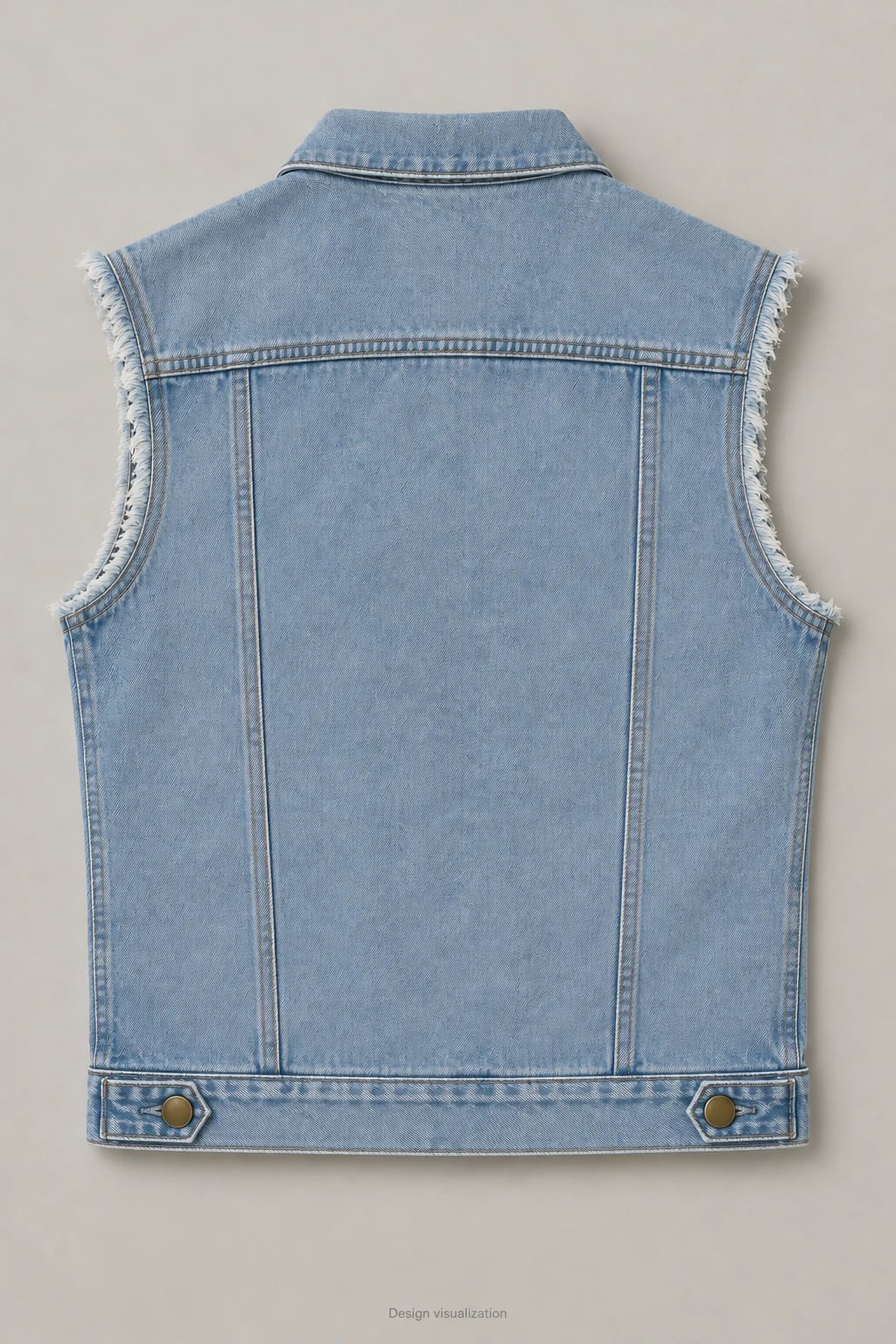 Custom Men's Light Blue Raw-Armhole Denim Vest — back — custom design visualization