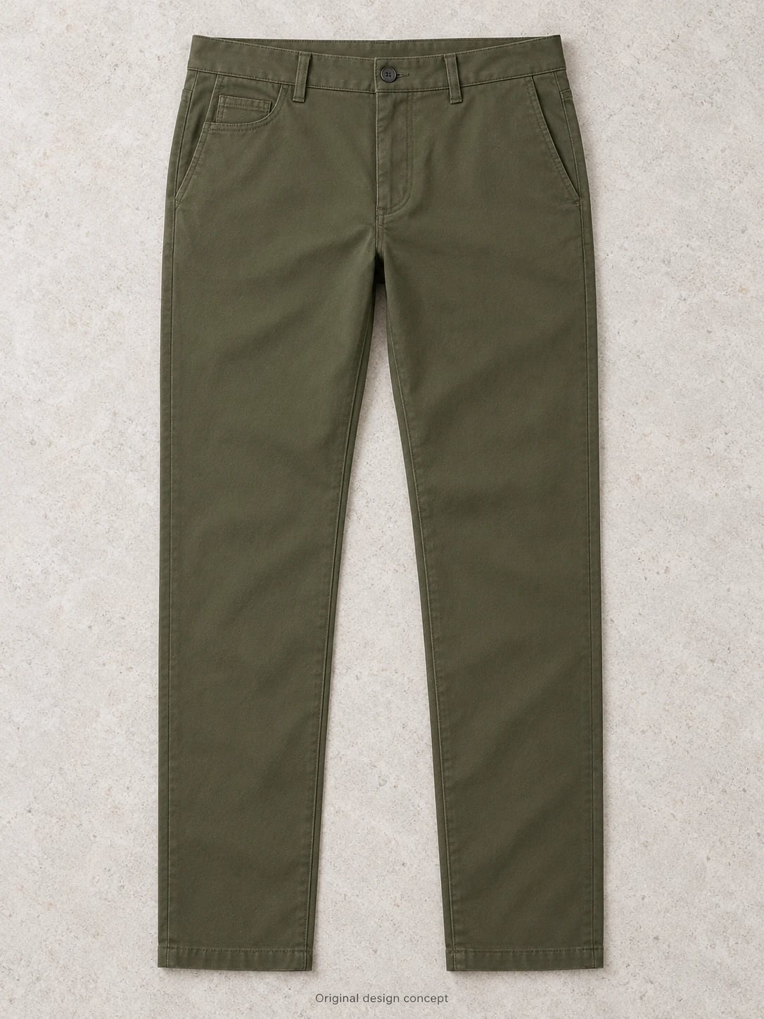 Custom Men’s Olive Five-Pocket Twill Trousers — front — custom design visualization