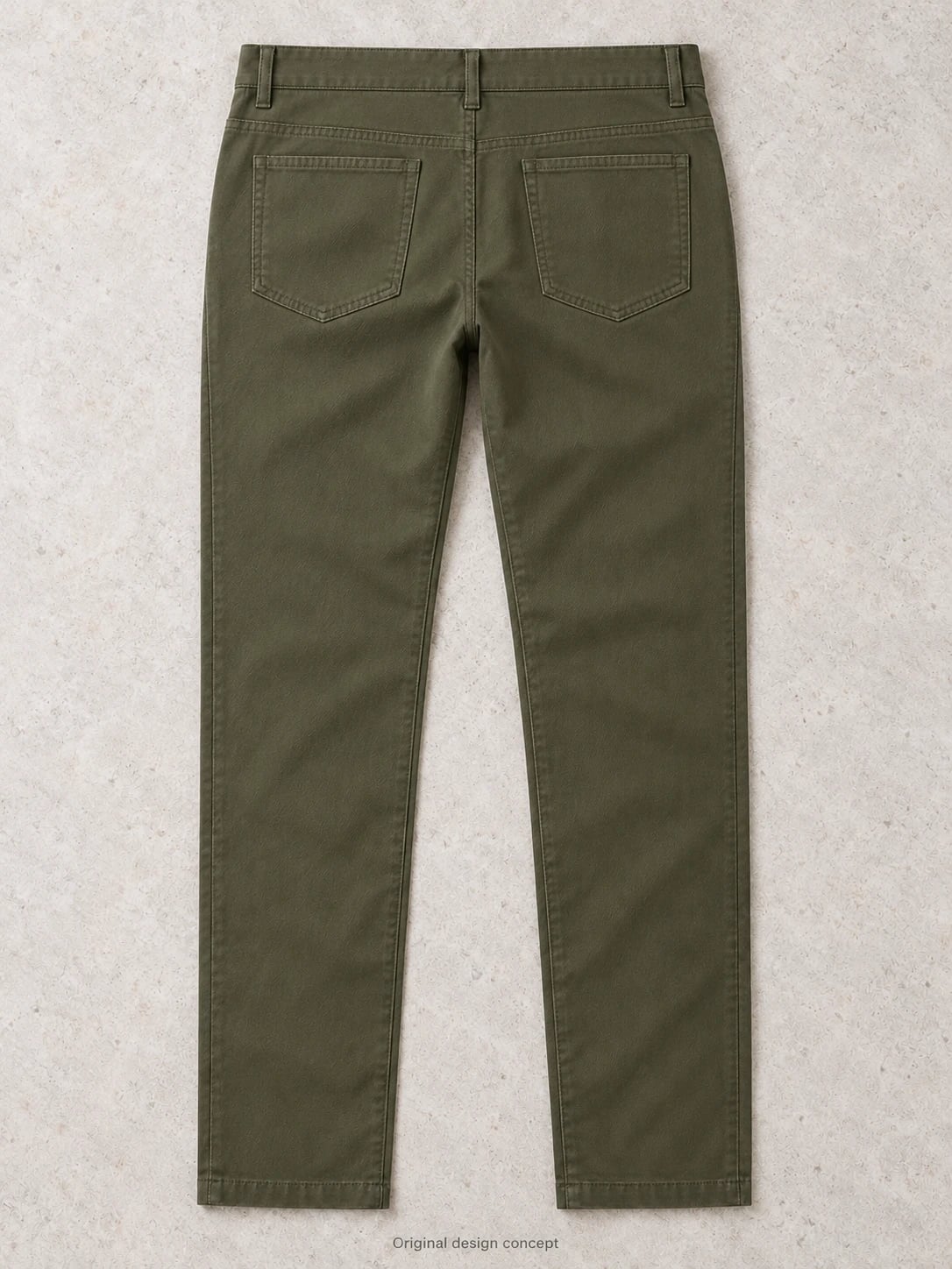 Custom Men’s Olive Five-Pocket Twill Trousers — back — custom design visualization