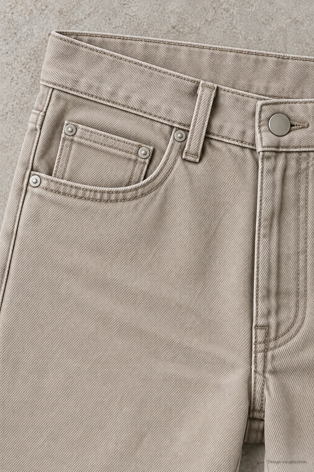 Custom Men's Taupe Straight-Leg Five-Pocket Jeans — detail — custom design visualization