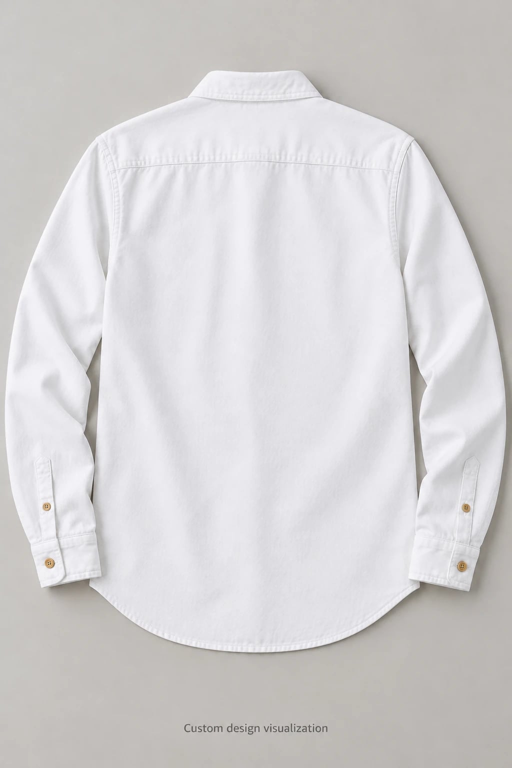 Custom Men's White Flap-Pocket Denim Shirt — back — custom design visualization