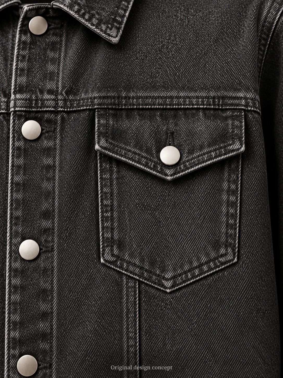Custom Unisex Charcoal Hybrid Denim Hoodie Jacket — detail — custom design visualization
