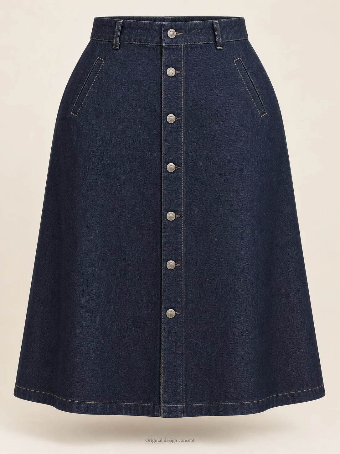 Custom Women’s Plus-Size Button-Front Denim Midi Skirt — front — custom design visualization