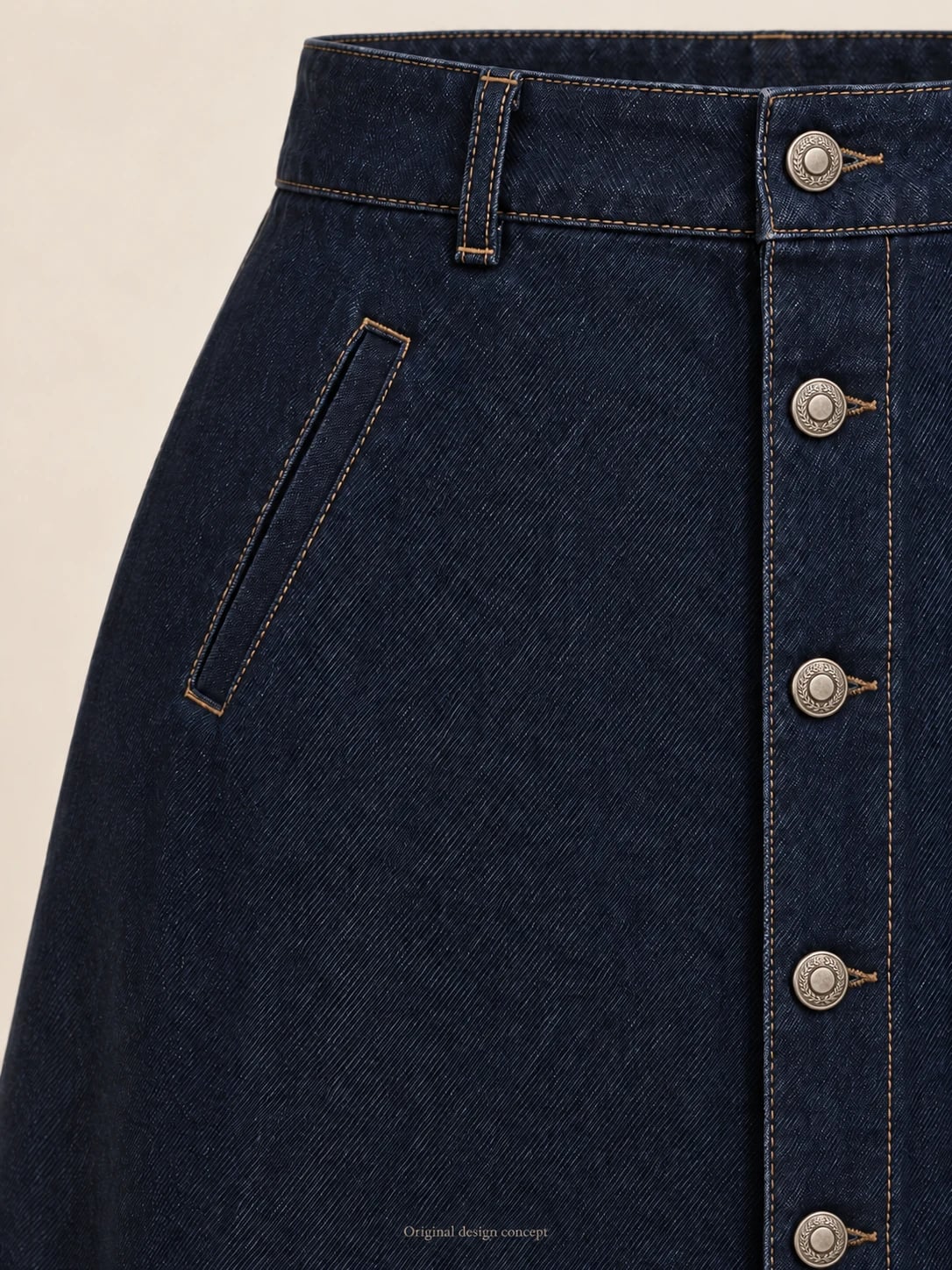 Custom Women’s Plus-Size Button-Front Denim Midi Skirt — detail — custom design visualization