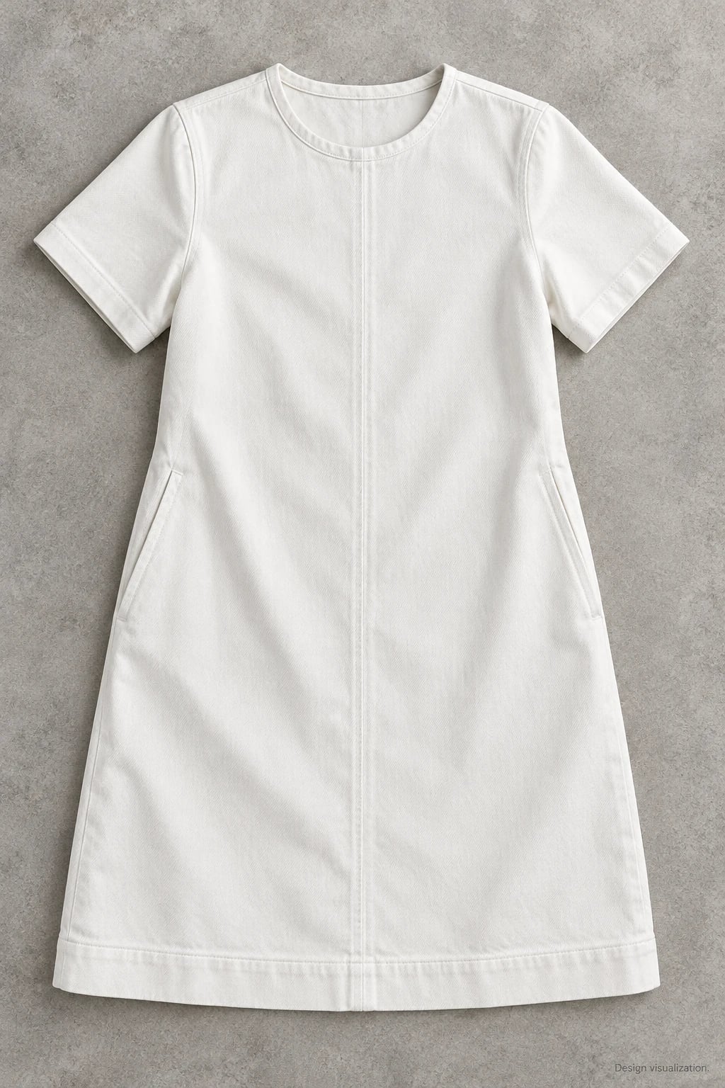 Custom Women's White Crewneck Short-Sleeve Denim Dress — front — custom design visualization