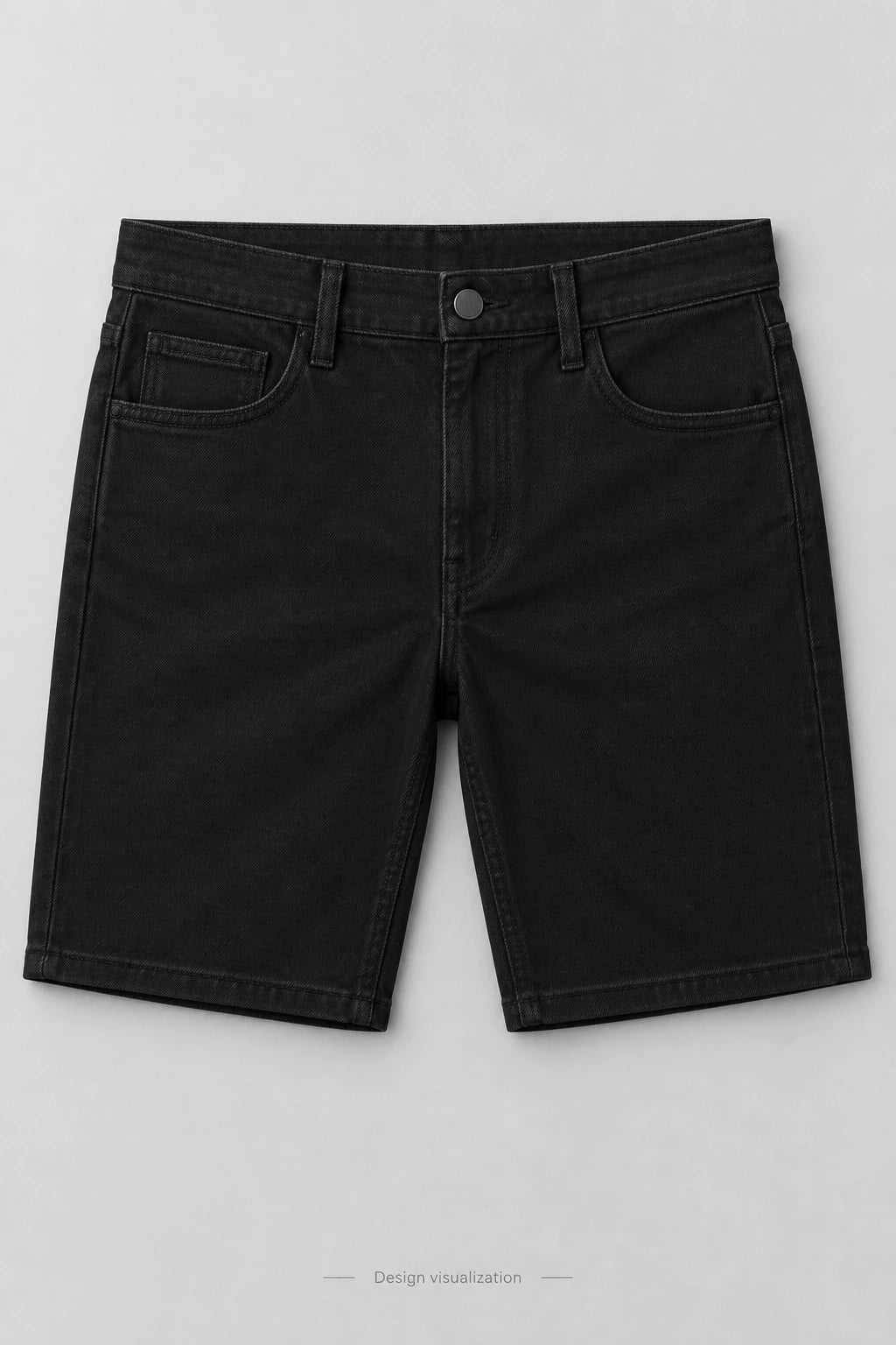 Custom Men's Black Straight-Leg Denim Shorts — front — custom design visualization