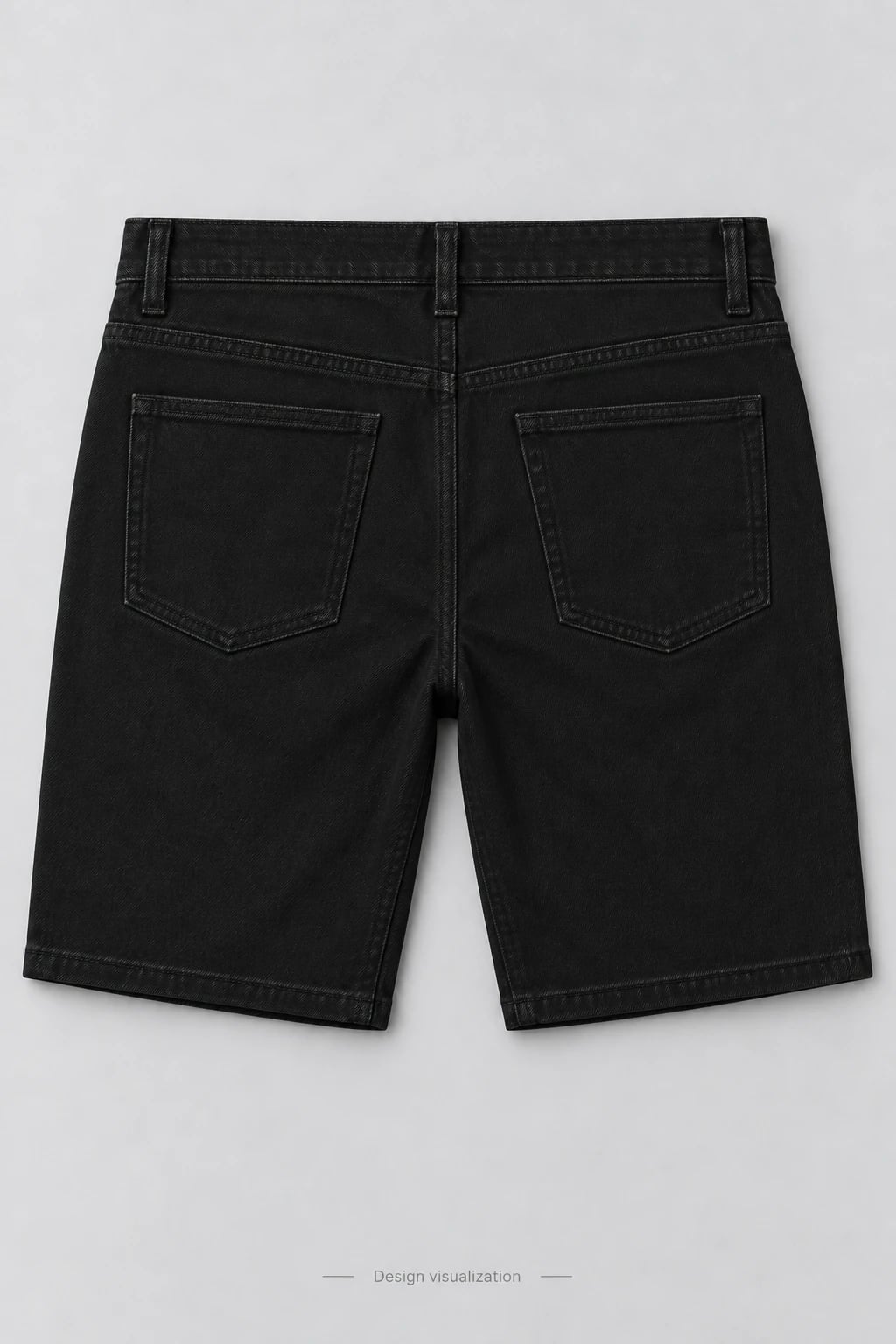 Custom Men's Black Straight-Leg Denim Shorts — back — custom design visualization