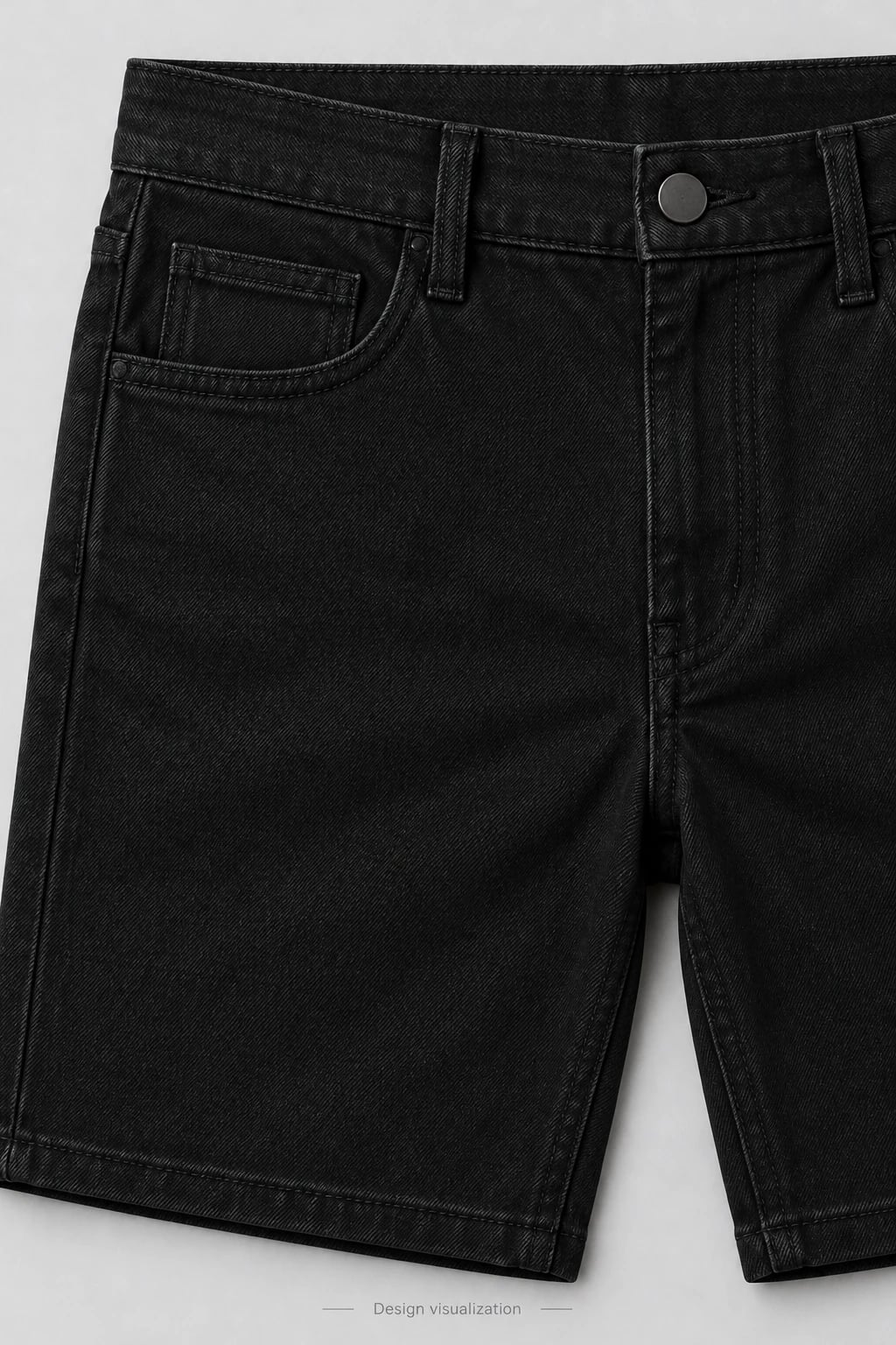 Custom Men's Black Straight-Leg Denim Shorts — detail — custom design visualization