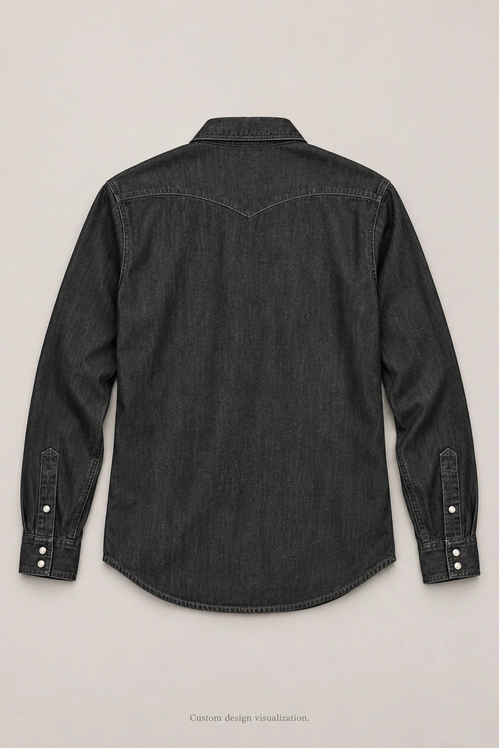 Custom Men's Charcoal Western Snap Denim Shirt — back — custom design visualization
