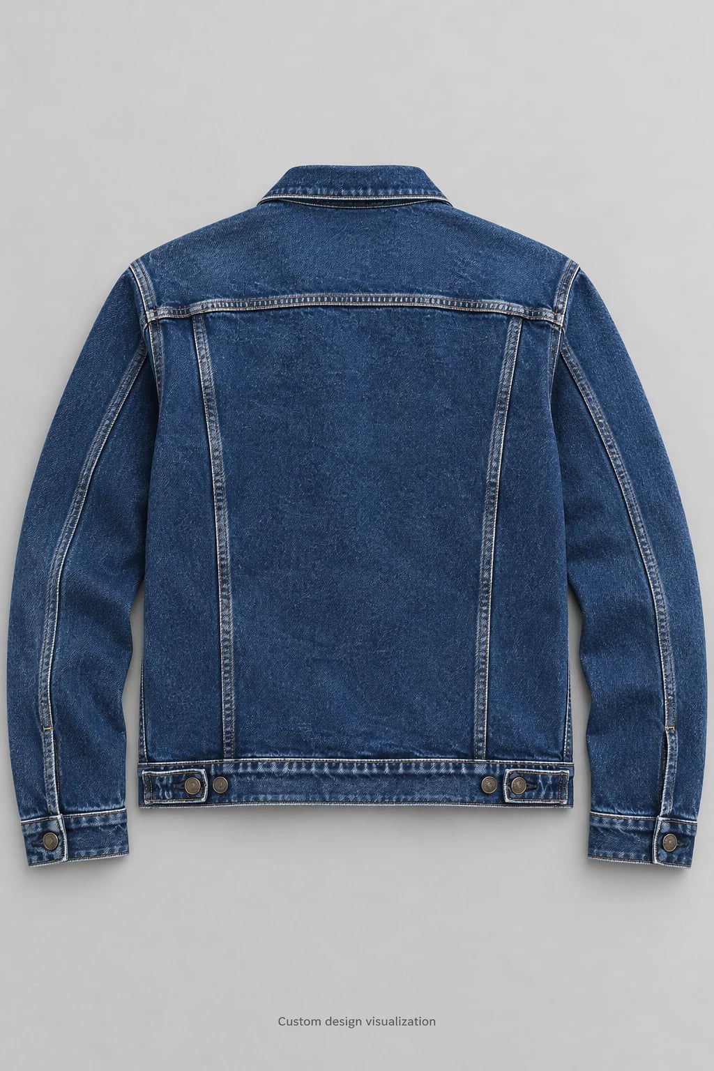Custom Men's Washed Indigo Flap-Pocket Denim Jacket — back — custom design visualization