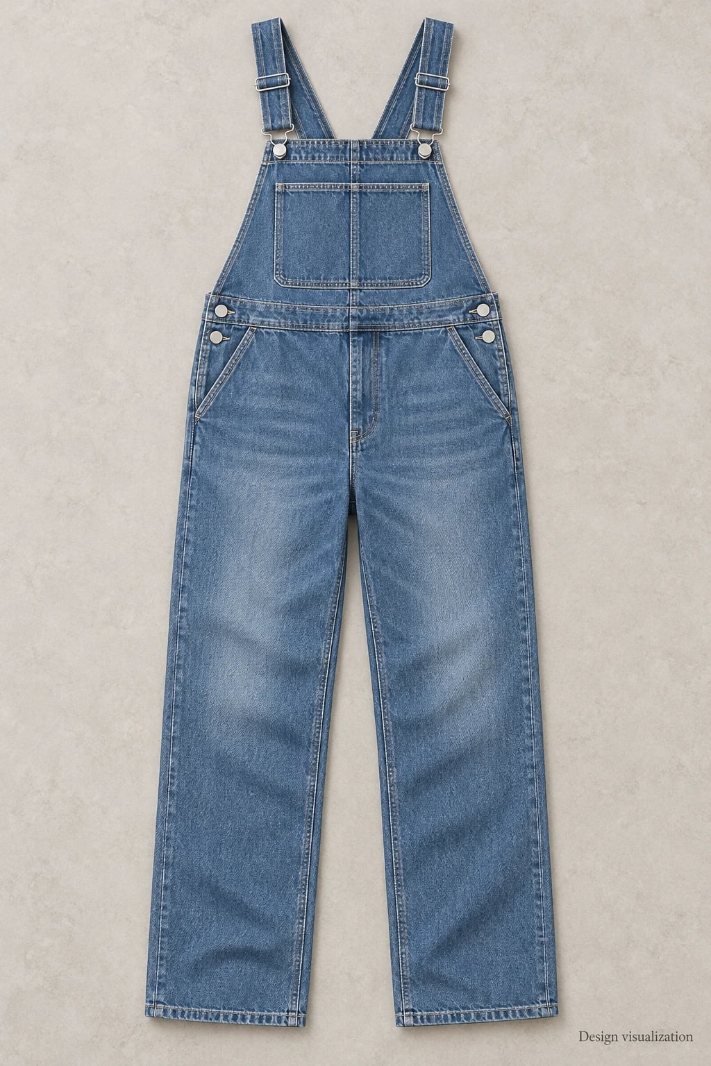 Custom Men's Blue Straight-Leg Denim Overalls — front — custom design visualization