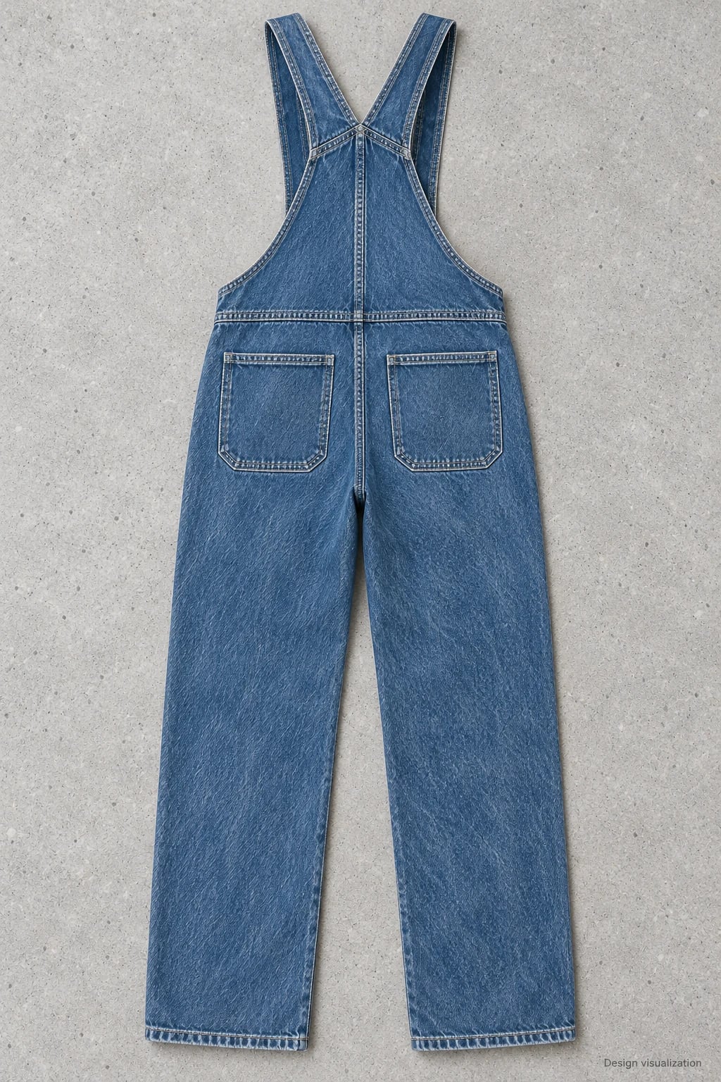 Custom Men's Blue Straight-Leg Denim Overalls — back — custom design visualization