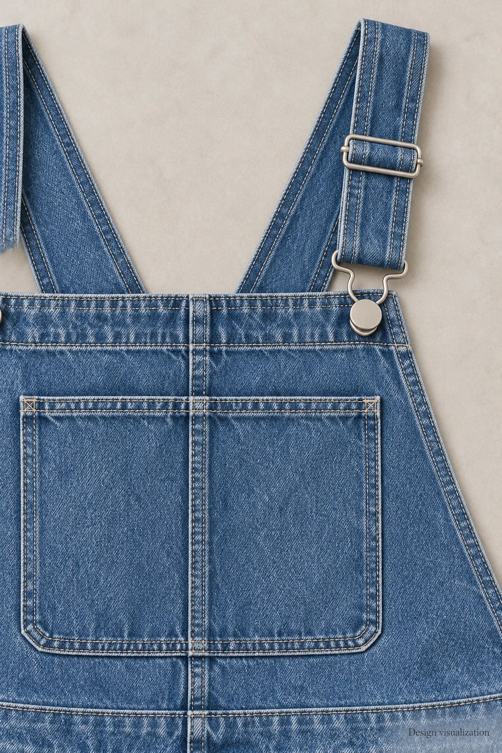 Custom Men's Blue Straight-Leg Denim Overalls — detail — custom design visualization